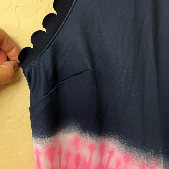 NWT Crown & Ivy Navy Sleeveless Athletic Tank w/Pink/Yellow/Green Tie Dye Arc - Picture 6 of 15